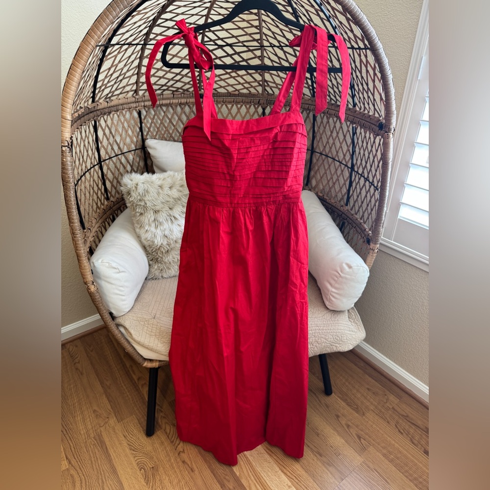 Abercrombie and Fitch Emerson Tie Strap Maxi Dress Red Medium NWT